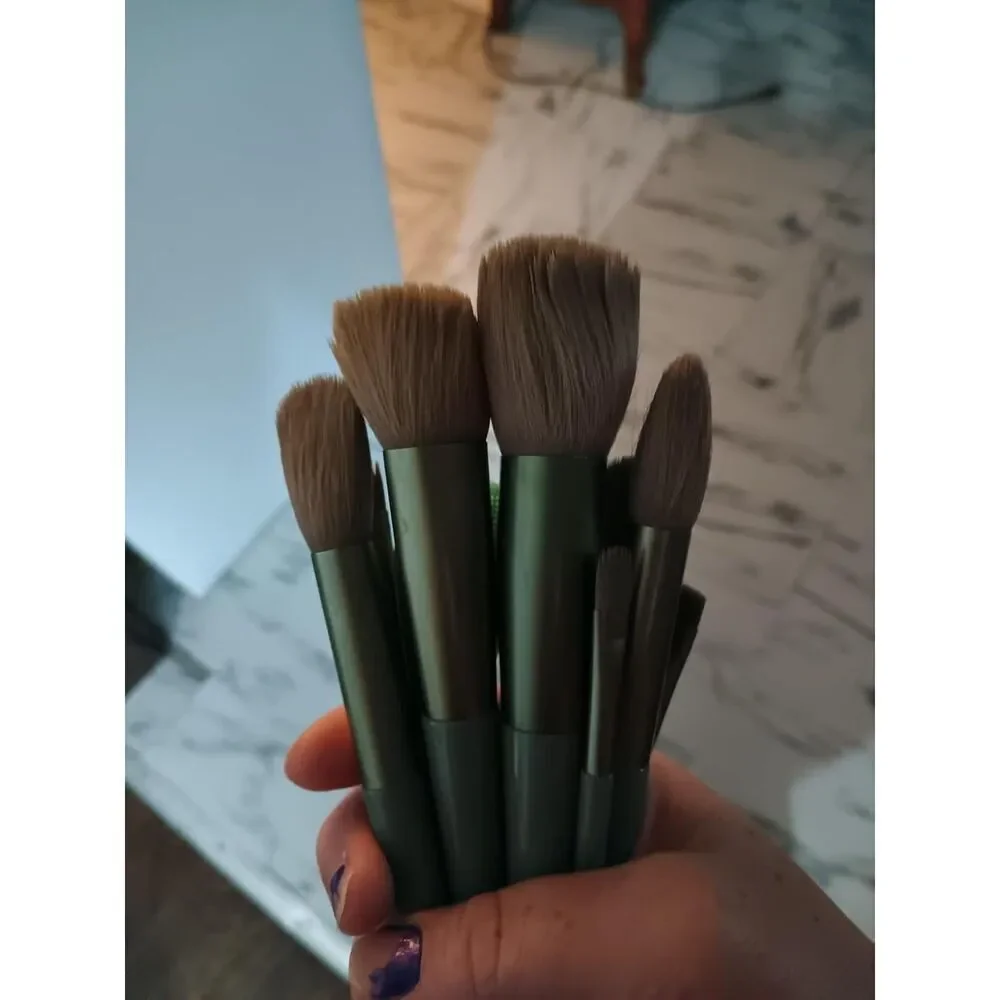 22 Pieces Green Brushes Makeup Kit Foundation Eyeshadow Large Brushes Set